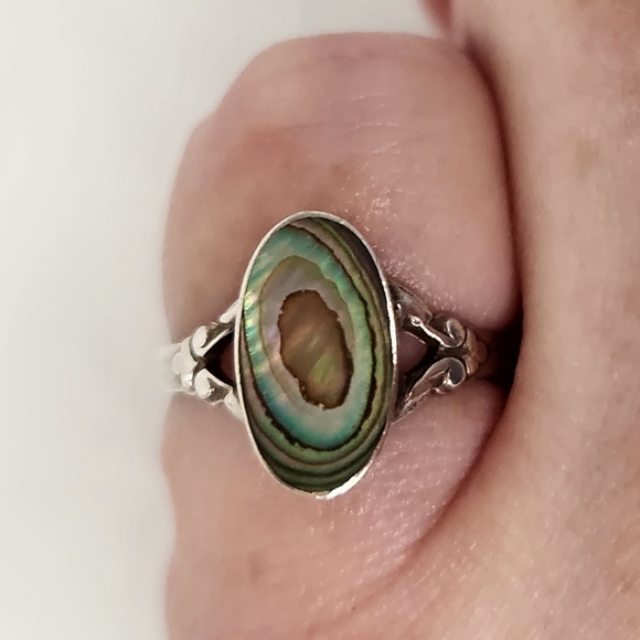 Vintage Silver Abalone Bracelet Ring Set - Picture 3 of 14